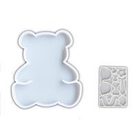 2Pcs Bear Plaster Mould Bear Silicone Fondant Molds Cake Decoration Tools Bear Clay Mould For Cake Decoration Chocolate white