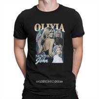 Funny Australian Pop Female Singer unisex T-Shirts Men O Neck Cotton T Shirt Olivia Newton John Short Sleeve Tee Shirt Original Clothes 3XL įvairiaspalvis