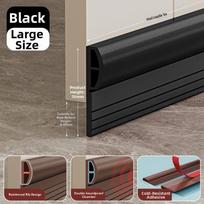TPE Door Bottom Seal Self Adhesive Cuttable Length Weather Stripping Anti Dust Cold Resistant Draught Excluder Indoor Use black