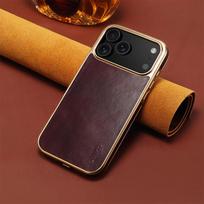 Šviesaus prabangaus aliejaus ir vaško tekstūros natūralios odos telefono dėklas, skirtas iPhone 17 Pro Max 16 15 14 13 12, dengtas, atsparus smūgiams apsauginis dangtelis iPhone17 Pro raudona