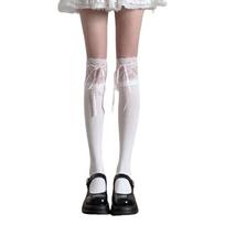Thigh High Stockings Solid Color Sweet Long Boot Stockings Over the Knee Socks Leg Warmers for Womens Girls Hosiery white