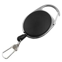 Creative Retractable Keychain: Easy Pull ID Card & Anti-Lost Lanyard with Horseshoe Buckle and Auto Rebound Feature. Retractable Keychain Lanyard black