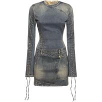 Acne Studios Trompe L'oeil print Cotton Mini Dress Women's A20648-863 EU 32 gray