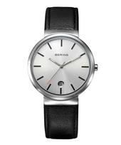 BERING Scandinavian Design Simple Durable and Sapphire Classic Scandinavian Stitch Leather Black [Authorized Import] Men's & Women's (Unisex) Watch, balta
