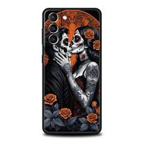 Meilė Kaukolė Kaulas Telefono Dėklas Samsung Galaxy S26 Ultra S25 Plus S24 FE S23 S22 5G S21 S20 Dangtelis Juodas Minkštas Samsung S24 FE
