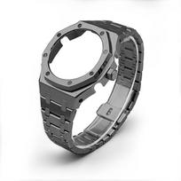 Skirta Casio G-SHOCK serijos metaliniam aštuonkampiam GM2100GBM-2100 modifikuotam metaliniam dėklui plieninei korpuso daliai nerūdijančio plieno dirželiui rinkinys sidabrinis juodas GBM-2100mm gray