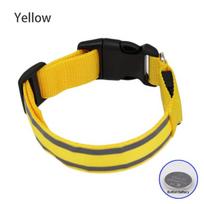 1 vnt. USB įkraunamas šuns antkaklio lemputė mirksi ir užsidega nailoninis šviesą atspindintis LED antkaklis LXY L 45-52 cm geltona