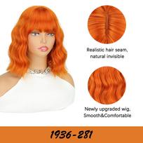LISI HAIR Banguoti perukai su kirpčiukais Trumpas garbanotas Bob perukas moterims Peties ilgio Vandens banguotas perukas Karščiui atsparus sintetinio pluošto perukas moterims 30cm beige