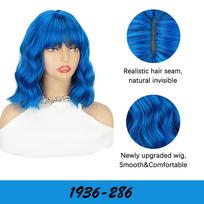 LISI HAIR Banguoti perukai su kirpčiukais Trumpas garbanotas Bob perukas moterims Peties ilgio Vandens banguotas perukas Karščiui atsparus sintetinio pluošto perukas moterims 30cm brown