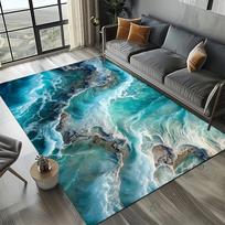 27 Stiliaus Naujas Jūros Vandens Paplūdimio Rifų Gamta Peizažas Kilimas Kilimas Svetainei Miegamajam Namų Sofos Dekoravimui, Vaikams Neslystantis Grindų Kilimėlis 40x60cm( 15x23in ) blue