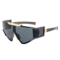 Fashion Shield Sunglasses Women Men  Oversized Windproof Punk Sun Glasses One Peice Goggles Luxury Brand Shades Sport Uv400 as picture gray