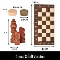 Folding Portable Wooden Board Game Set: Chess, Backgammon, Checkers - Educational Toy. beige