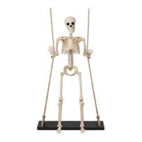 Festival Window Hanging Halloween Swinging Skeleton Decoration, 35  Large Spooky with Holiday Atmosphere Decor Wooden Swing for Yard, Garden, A white