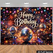2D Plane Disco Ball Decorative Cloth for Birthday Party Background Design, DJ Machine and Fireworks Design 59x51.1inch/150*130cm brown