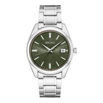 SEIKO Essentials Series 100 Meters Waterproof Quartz Steel Strap Men's Watch Green Dial SUR527 mėlyna