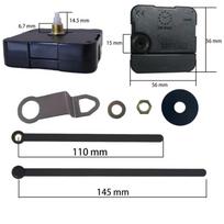 Didelio sukimo momento ilgos ašies laikrodžio mechanizmas, ilgos kastuvinės rodyklės, laikrodžio rinkinys, maitinamas baterijomis, 30cm 35cm 40cm skydeliui black