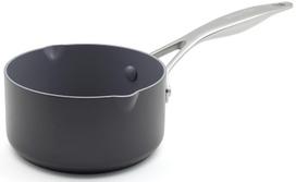 GREENPAN Puodas Pieninė 14cm Indukcinei ir Dujinei Viryklei, Indaplovėje Galima Plauti, Be Toksiškų Medžiagų, PFAS Free, Keraminė Danga, Lengvai Nuvalomos Dėmės, Atsparus Įbrėžimams ir Smūgiams pilka spalva