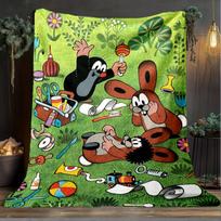 1PC Little Mole Blanket Flannel Throw for Sofa, Indoor, Camping, Living Room, Office, Chair, And Bed Soft Birthday Christmas Gift 100cmx150cm