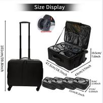 Large Capacity Waterproof Trolley Makeup Case with Mirror, Multi-Functional Storage for Makeup, Nail Art, and Tattoo Tools black