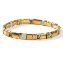 Ins Multi Color Tila Bracelet Set Gold Black Stone Handwoven Elastic TL-B25010801G beige