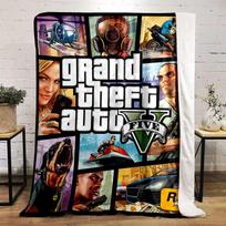 Grand Theft Auto V Artwork Flannel blanket for bedroom, living room, sofa, and nap 80x120cm(31*47in) white