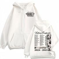 Sabrina Carpenter Short N' Sweet Tour  Zipper Hoodie Fashion Aesthetic Zip Up Sweatshirts Men Women Casual Loose Pullovers XL balta