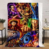 Colorful Anime Collage of Pirate Crew Members Flannel blanket for bedroom living room sofa and nap 100x150cm(39*59in)