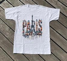 Paris France Eiffel Tower Graphic T-Shirt Vintage City Skyline Unisex Tee M gray