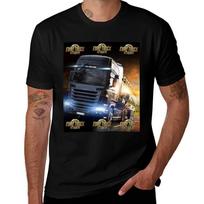 Euro Truck Simulator 2 Tshirt Functional Casual Short Sleeve Tee 2XL brown