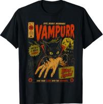 Vampurr Bites Again! Funny Cat Halloween Vintage Graphic T-Shirt1 3XL brown