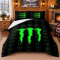 Monster Energy Pattern Bedding 3Pcs Set Bed Sheet And Pillowcases For Indoor Bedroom 140cmx200cm