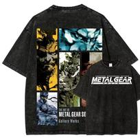 Metal Gear Solid 2 Sons of Liberty Washed T-shirt Oversized Unisex Year Round Clothing Personality Clothes Streetwear Trendy Tee 150 black