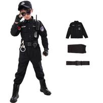 Swat Vaikų Helovino Policininko Cosplay Kostiumai Vaikų Karnavalo Policijos Uniforma 110-160Cm Berniukai Kariuomenės Policininkai Kareivis Kids 140CM black