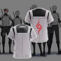 2026 Nauji Naruto Anbu Cosplay trumpomis rankovėmis marškinėliai, Anime periferinis apvalia kaklo iškirpte, Laisvo kirpimo, Kvėpuojantis, Unisex poros stiliaus viršutinė dalis 4XL gray