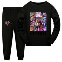 Kpop Demon Hunters Kid Pajama Set With Short Sleeve Top And Shorts For Lounge And Sleep 170 juoda