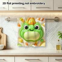 Frog Birthday Party Soft Absorbent Towel, Cute Puffy Cartoon Print, Quick Dry Bath Towel for Kids beige