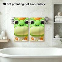 Frog Birthday Party Soft Absorbent Towel, Cute Puffy Cartoon Print, Quick Dry Bath Towel for Kids