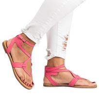 Elegant Womens Rome Gladiator Sandals With Strappy Thong Design For Summer Comfort EU38 raudona