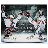 Wayne Gretzky  Connor McDavid Oilers Signed 20x24 Passion For Winning Photo Poster painting gray