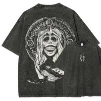 Solo Leveling Vintage Washed Cotton Anime Shirt, Manga Tee Mineral Wash T-Shirt, L gray