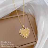 Gold Plated Maria Necklace Cubic Zircon Heart Choker For Women Mary Titanium Steel Chain Religious Jewelry A22 gray