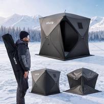 VEVOR Pop-Up Ledų Žvejybos Palapinė 3-4 Asmenims 2,28x2,28x1,95 m Nešiojama Pastogė, Žieminei Žvejybai, 5,39 m² Plotas, 300D Oksfordo Audinys Stogo Stiliaus Šaltyšis