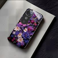 Shockproof Cover for Vivo V40 Pro Vintage Oil Painting Purple Floral Phone Case, Glossy Acrylic Back TPU Bumper Vivo V40 juoda