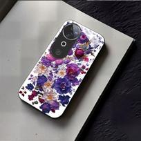 Shockproof Cover for Vivo V40 Pro Vintage Oil Painting Purple Floral Phone Case, Glossy Acrylic Back TPU Bumper Vivo V40 Pro balta