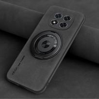 For Xiaomi Redmi Note 15 14 13 Pro 4G 5G Plus Case Retro Suede Leather Frosted Cover 360° Magnetic Fold Ring Stand Case Redmi Note 15 4G juoda