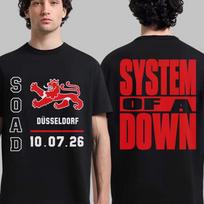 System Of A Down 2026 Europe Dsseldorf Tour Tshirt Men Women Summer 100 Cotton Clothing Oversize Short Sleeved Top Streetwear L red