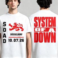 System Of A Down 2026 Europe Dsseldorf Tour Tshirt Men Women Summer 100 Cotton Clothing Oversize Short Sleeved Top Streetwear L red