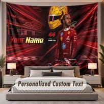 Custom Name Text Tapestry Lewis Hamilton Personalized Polyester Wall Tapestry For Bedroom And Room 100cmx150cm brown
