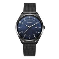 Authorized BERING Metal Mesh Blue x Sapphire 316L Surgical Stainless [Domestic Import] Men's/Unisex Watch, Ultra-Slim, Strap, Black, Glass, Steel, juoda