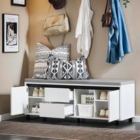 SoBuy FSR176-W shoe bench with seat shoe cabinet shoe shelf with Bench plank bench shoe chest seat chest of drawers narrow balta